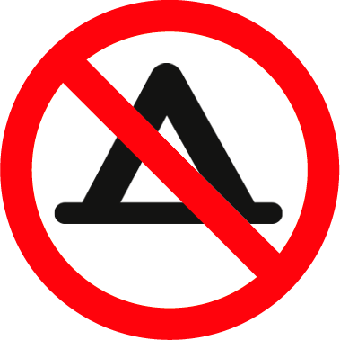 Camping and spending the night is prohibited icon