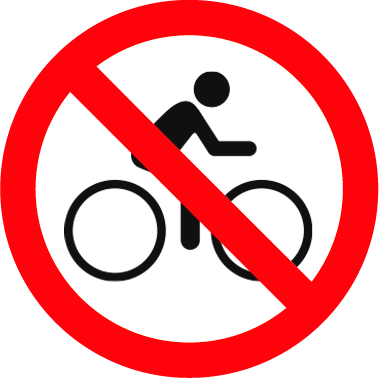 Travelling by bicycle is prohibited icon